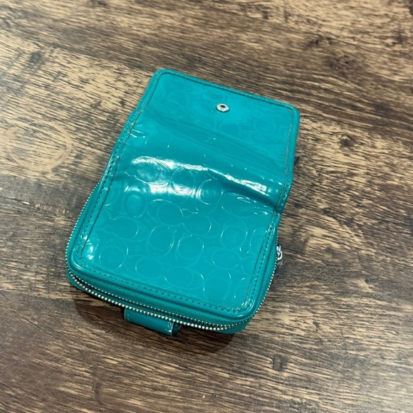 Coach Teal Wallet with Heart Clasp - Picture 8 of 10